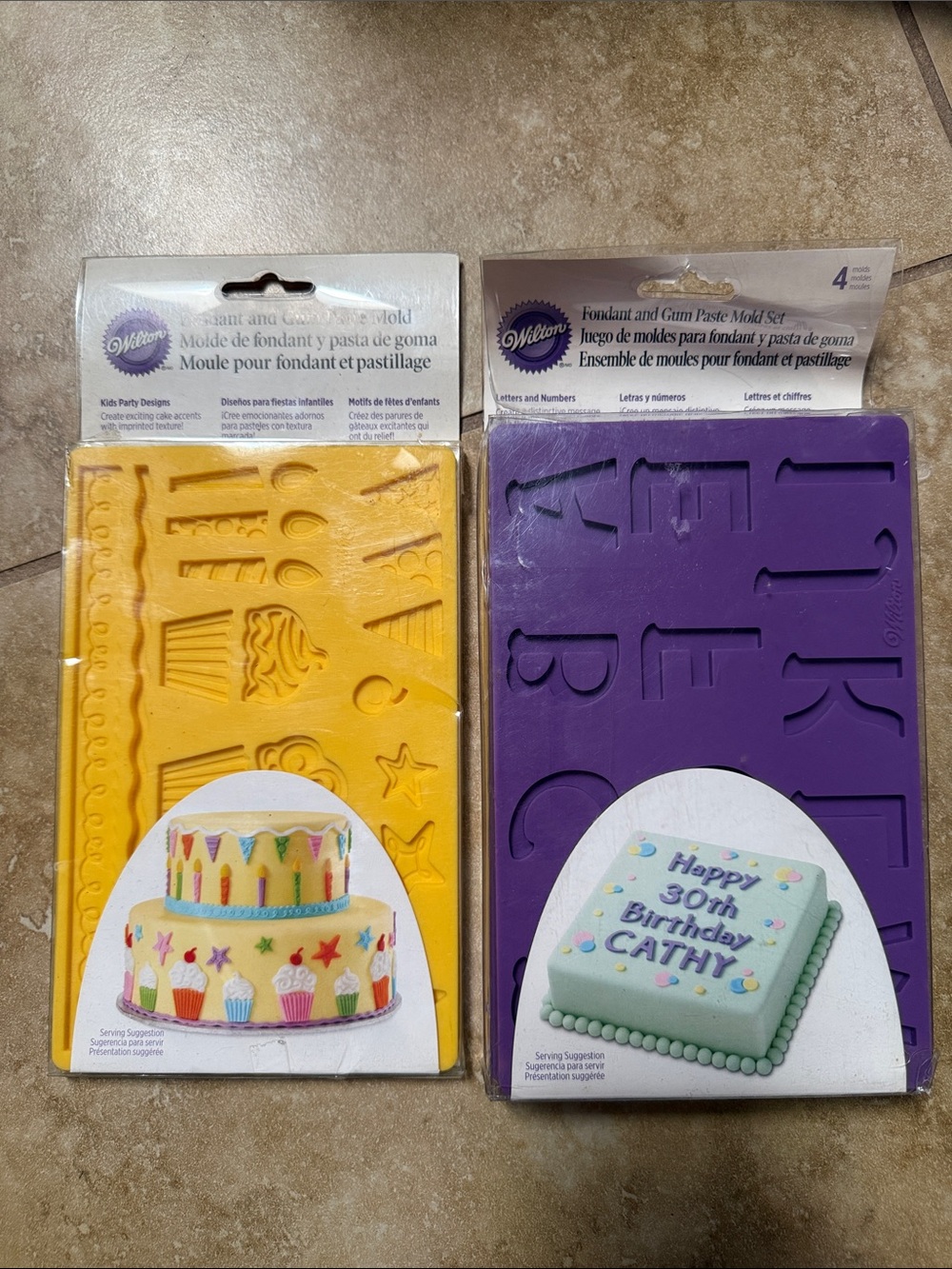 Wilton Yellow and Purple Fondant & Gum Paste Letter and Party Shape Molds